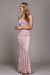 Embroidered Criss-Cross Back Fitted Prom Gown in Rose